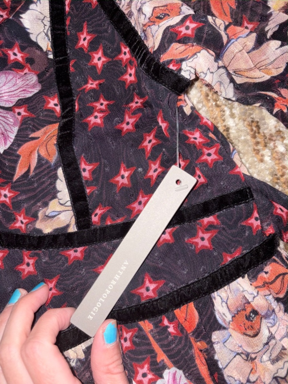 Temperley London × Anthropologie Mixed-Print Tiered Mini Dress size 4 NWT - Picture 8 of 10